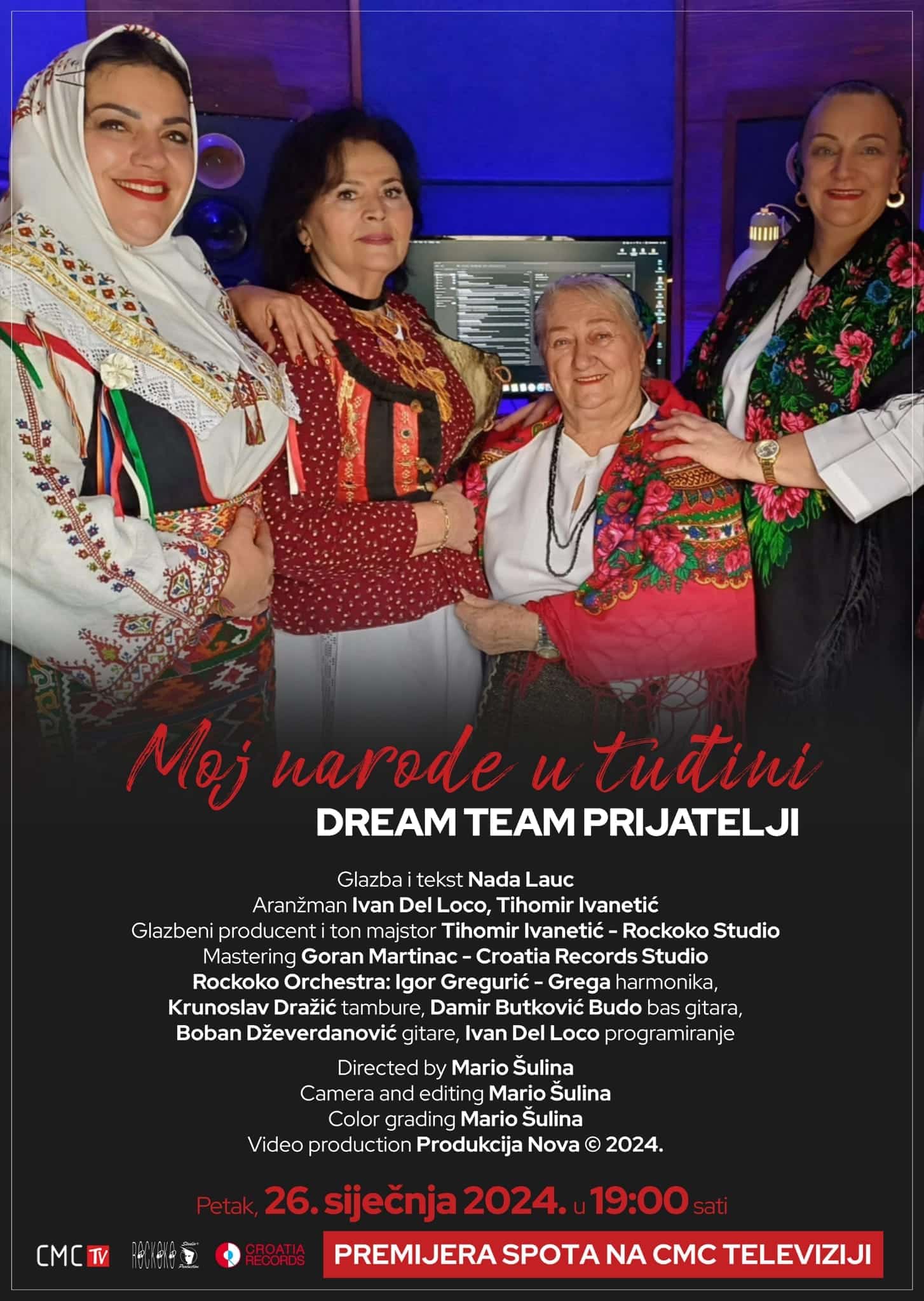 Sutra premijera pjesme “Moj narode u tuđini” Dream teama “Prijatelji” na CMC televiziji